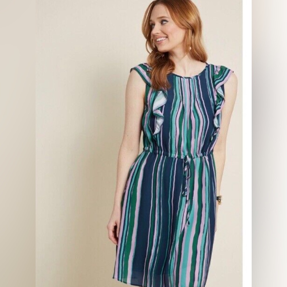 Striped Ruffle Dress ModCloth Sheath Casual Summer Dress Size‎  3X